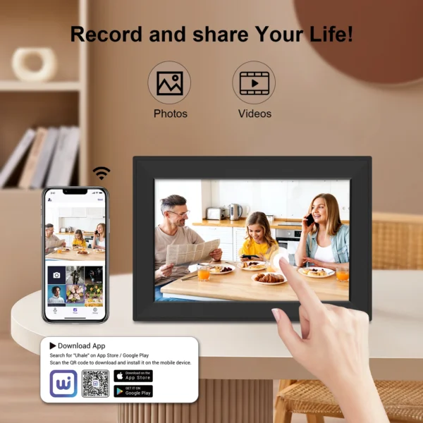 Digital Picture Frame 10.1 Inch Frameo Digital Photo Frame WiFi Large Storage1280 x 800 HD IPS Touch Screen Auto-Rotate