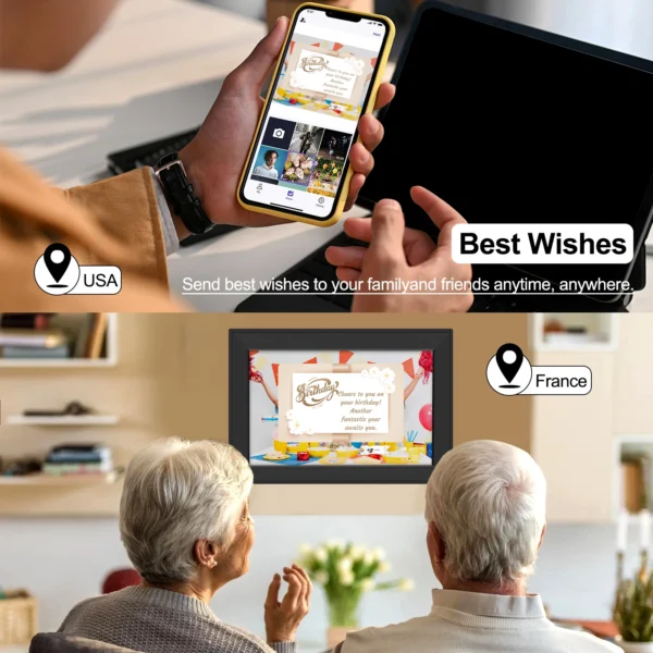 Digital Picture Frame 10.1 Inch Frameo Digital Photo Frame WiFi Large Storage1280 x 800 HD IPS Touch Screen Auto-Rotate
