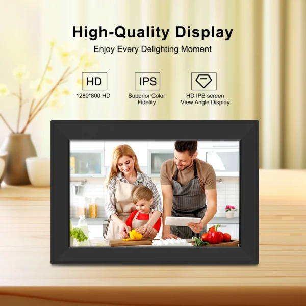 Digital Picture Frame 10.1 Inch Frameo Digital Photo Frame WiFi Large Storage1280 x 800 HD IPS Touch Screen Auto-Rotate